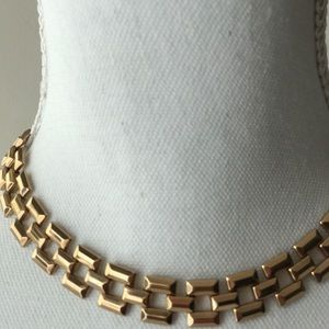 Vintage gold tone geometric necklace